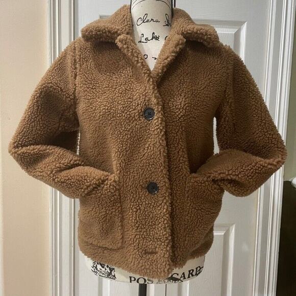 ABERCOMBIE & FITCH JACKET TEDDY BEAR TAN SZ XS COZZY TRENDY VERSATILE AESTHETIC - Picture 2 of 13